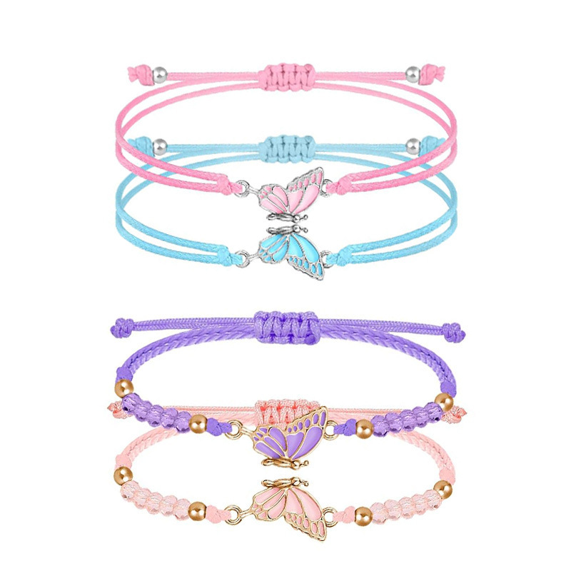 Butterfly Bracelet Girlfriend Friendship Gift suit Woven Adjustable Color Woven Butterfly Diamond Bead Bracelet Butterfly Bracelet Girlfriend Friendship Gift suit Woven Adjustable Color Woven Butterfly Diamond Bead Bracelet