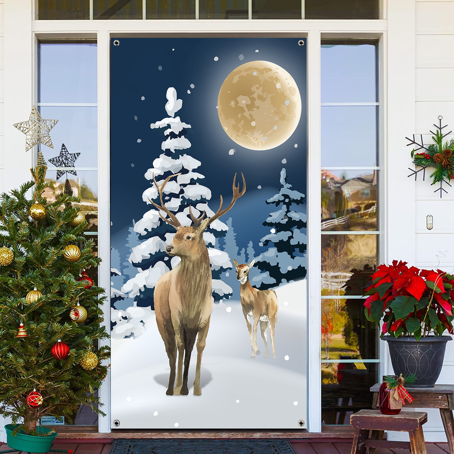 Nuevo estilo transfronterizo cubierta de puerta de Navidad puerta colgante decoración de puerta escena festiva decoración accesorios suministros de Navidad al por mayor