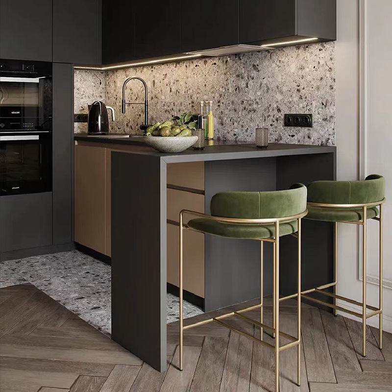 Nordic Light Luxury High Stool Bar Chair Modern Simple Backrest Bar Chair Home Model Room Island High Chair