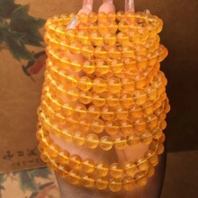 蜜蜡心经手链字迹清晰鸡油黄单圈手串弟子珠文玩配饰可塘珠宝佛珠