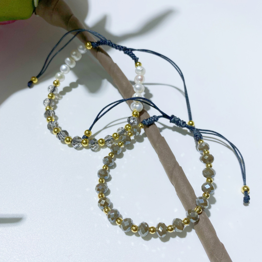 1 Stück Mode Geometrisch Kristall Süßwasserperle Kupfer Perle Armbänder display picture 3