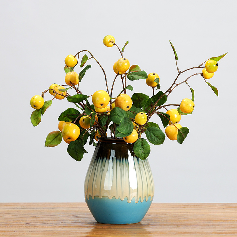 Sensación DE LA MANO alta simulación ramas de manzana pequeña con hojas de frutas decoración de escritorio flor artificial significado seguro fruta muebles para el hogar