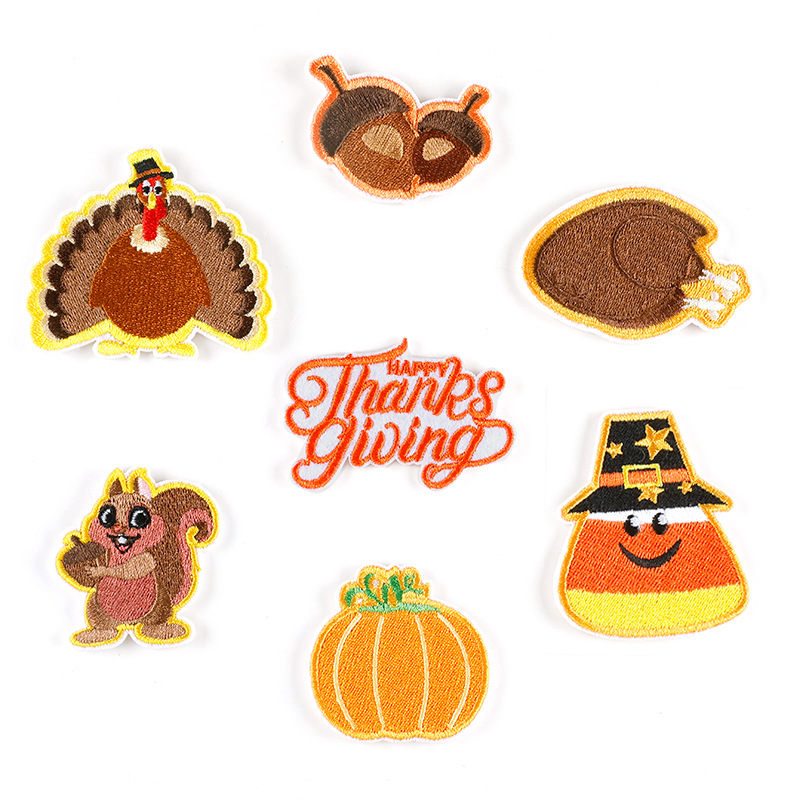 电脑绣花标刺绣卡通松鼠坚果服装鞋帽箱包辅料配饰补丁贴刺绣布标