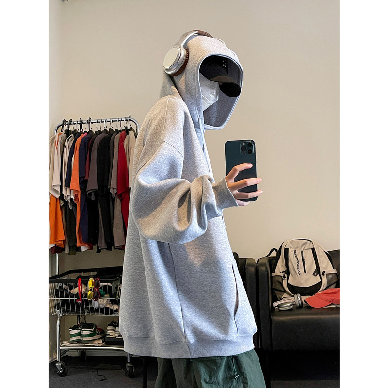 Plus size solid color hooded sweater men's neutral loose fashion brand heavy men's and women's same clothes pullover coat men Plus size solid color hooded sweater men's neutral loose fashion brand heavy men's and women's same clothes pullover coat men