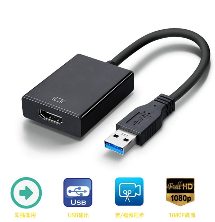 Оптовый USB к HDMI аудио и видео синхронный компьютер к телевизору HD бесплатный привод USB3.0 к HDMI VGA