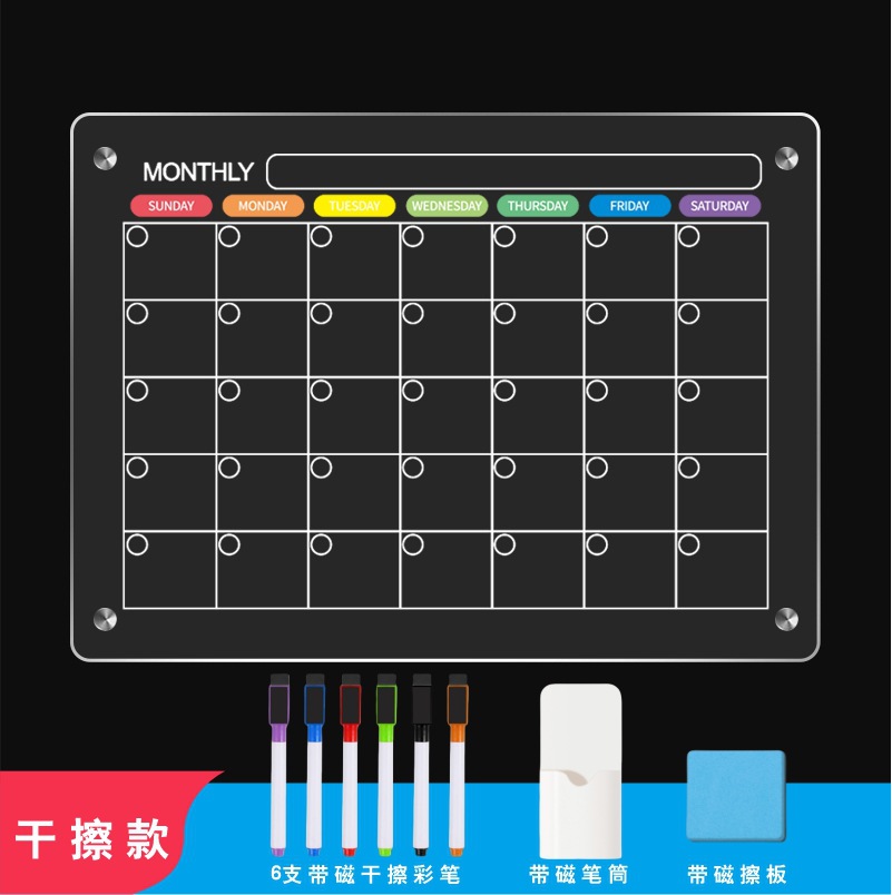 Tablero de notas de calendario de acrílico Tablero de exhibición magnético de pegatinas de nevera Calendario semanal Escritura magnética borrable Tablero de borrado en seco image 10