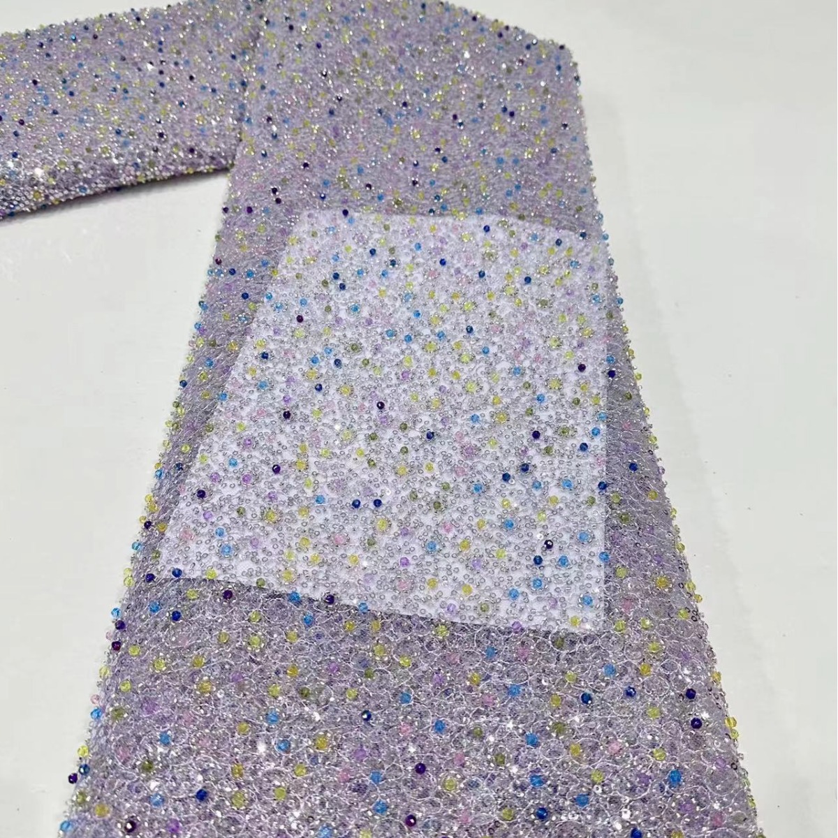 Comercio exterior transfronterizo especial para vestido de boda cuentas de tubo bordado tela europea y americana vestido de noche tela de malla esquinilla