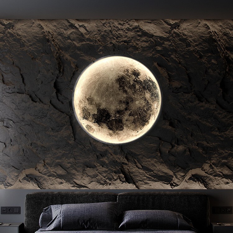 Moon Wall Lamp Bedroom Bedside Lamp Modern Simple Living Room Backwall Light Luxury Decorative Lamp Nordic Art Wall Lamp