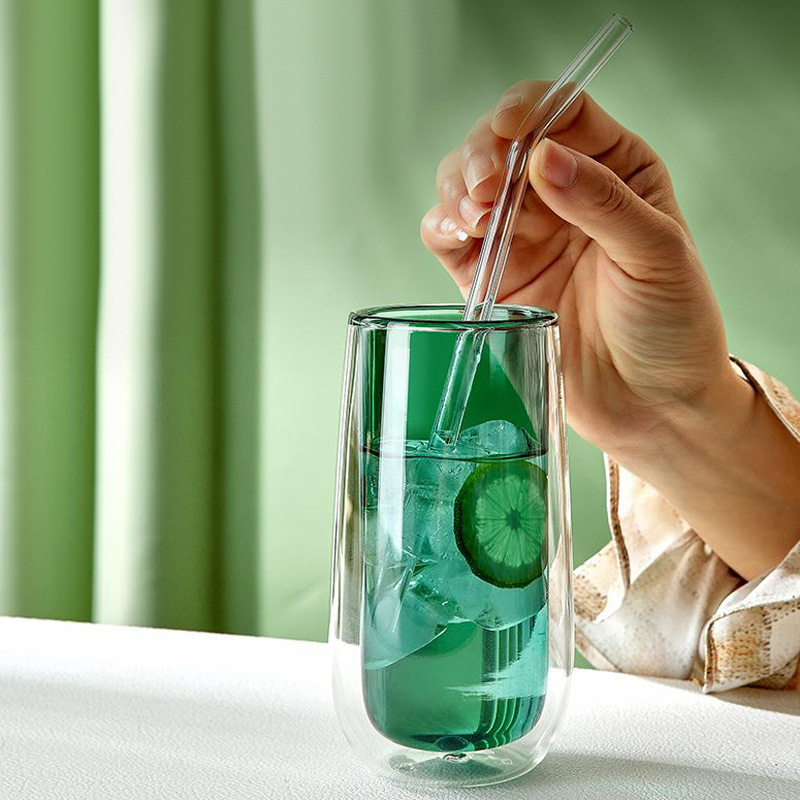 Doble capa de borosilicato taza color vidrio creativo taza de doble capa taza de café taza de leche taza de calor aislamiento color liner