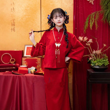 红色新中式敬酒服旗袍2025国风新款高端新娘订婚礼服回门套装女潮