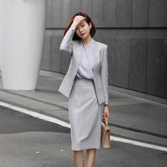 春秋新款高端职业通勤西装修身套裙主持人销售正装西服工作服套装