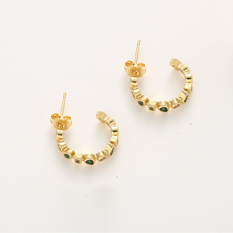 Polished Finish 1 Pair Modern Style Classic Style Geometric 304 Stainless Steel Zircon Ear Studs