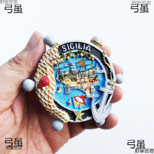跨境货源厂家批发意大利各地旅游纪念品留言贴树脂彩绘磁铁冰箱贴
