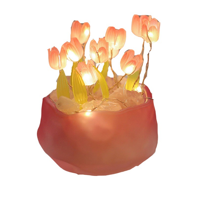 Luz nocturna creativa en forma de calabaza y tulipán DIY, regalo romántico y decoración infantil
