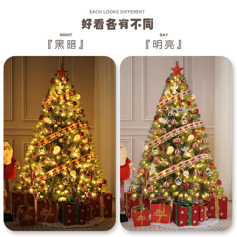Árbol de Navidad al por mayor en stock con luces DIY, pieza decorativa grande, modelo nuevo 2024, estilo INS de alta gama.
