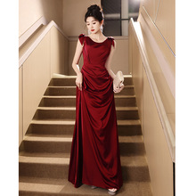 红色敬酒服女2025新款新娘法式高级感缎面结婚订婚礼服回门连衣裙