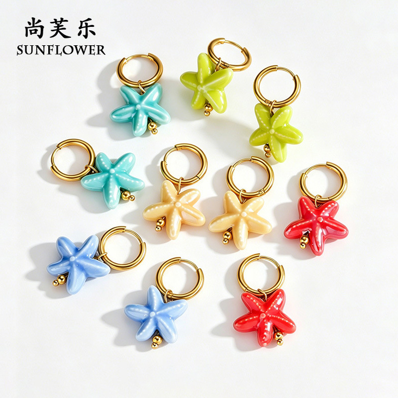 marine fresh design earrings stainless steel
