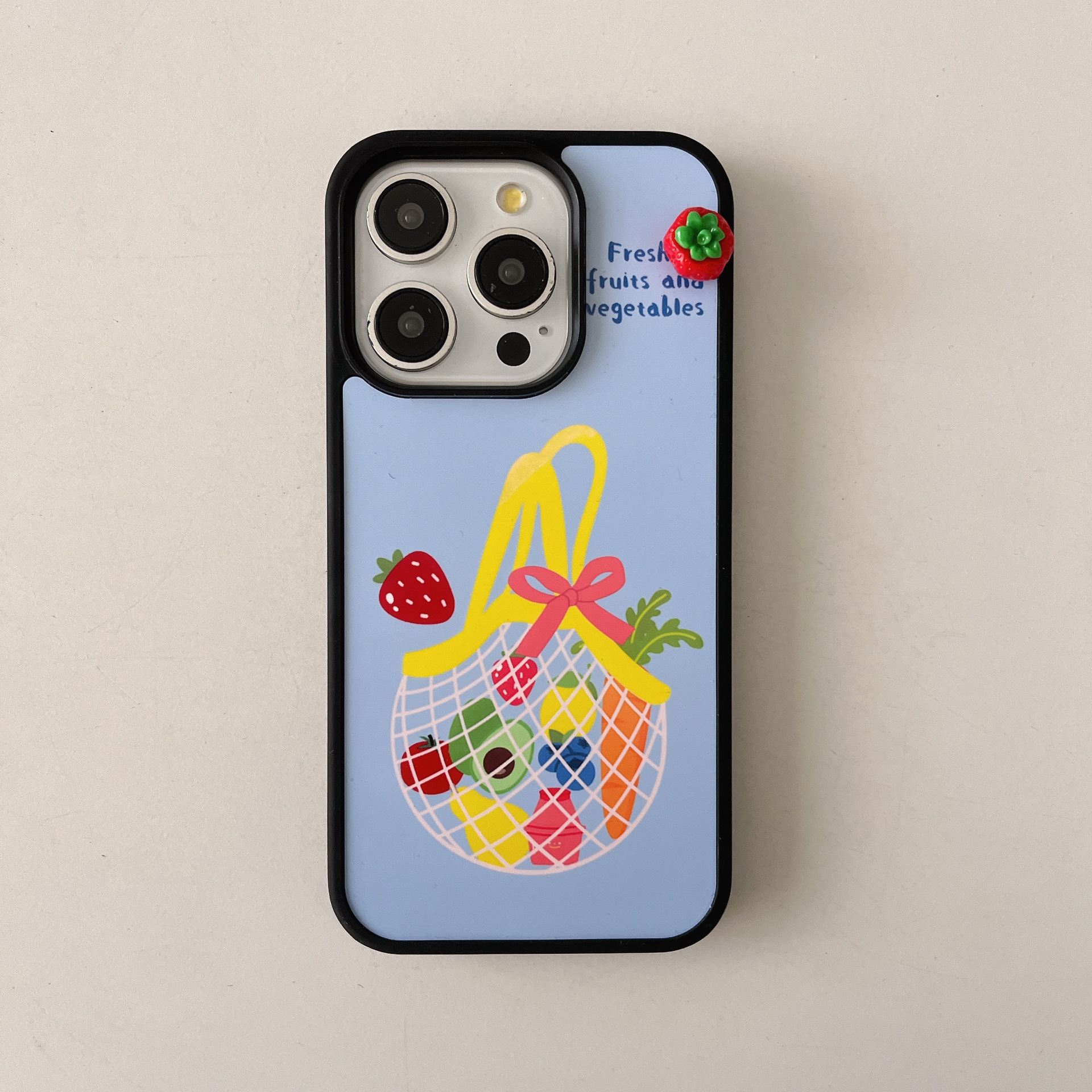 Bolsa de red de graffiti japonesa y coreana fruta para iPhone 15/16 funda para teléfono móvil 15ProMax verano 16PM mujer 14/13