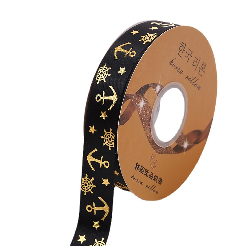 Soporte de barra hecho a mano láser Cinta de Oro ancla volante bronceado cinturón de poliéster nueva caja de regalo embalaje cinta de cinta