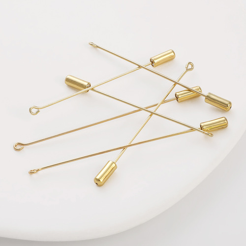 Color-preserving 14K gold-plated one-piece pinback accessory with silicone sleeve DIY handmade 9-digit copper brooch material accessory components