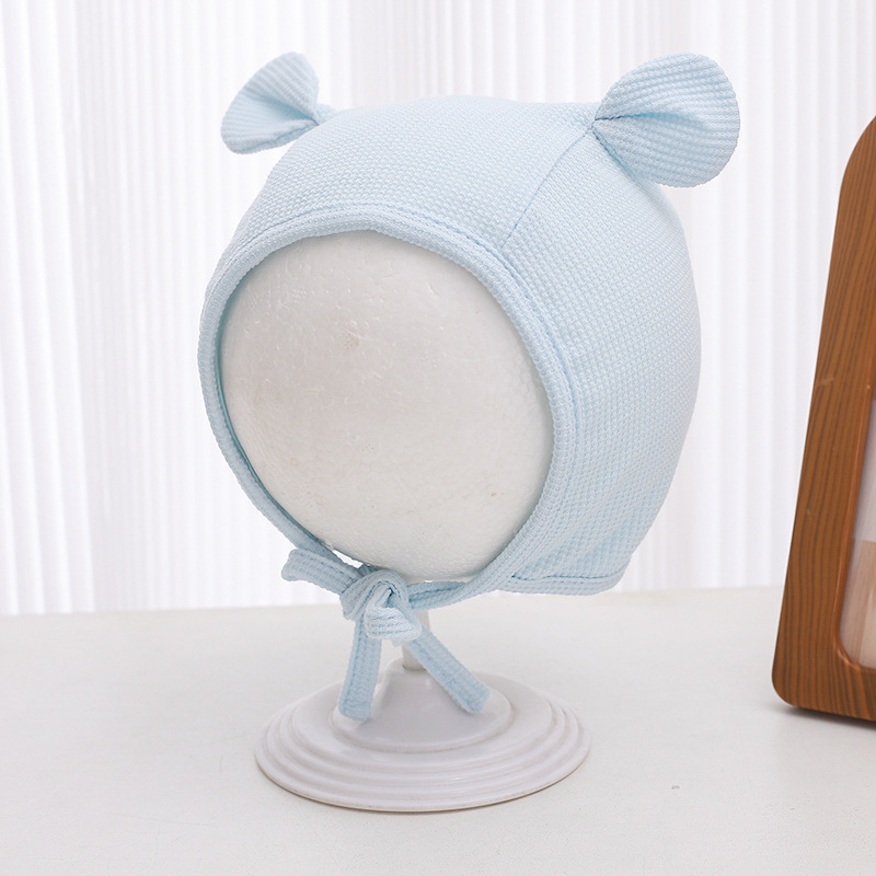 Sombreros para bebés primavera y otoño pequeños meses bebés simple sombrero de protector de orejas de color sólido lindo estilo de orejas gorra de algodón