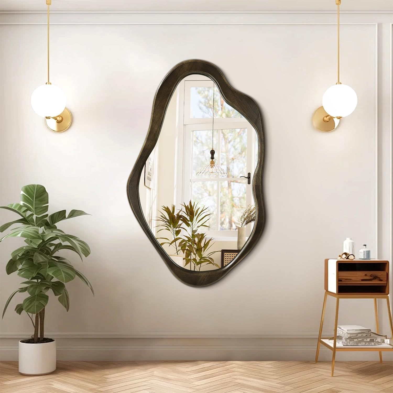 Espejo templado antiguo todo tipo de espejo de madera sólida pared tipo de vestir espejo de vestir pared de vestir espejo de decoración de porche espejo de cuerpo entero espejo