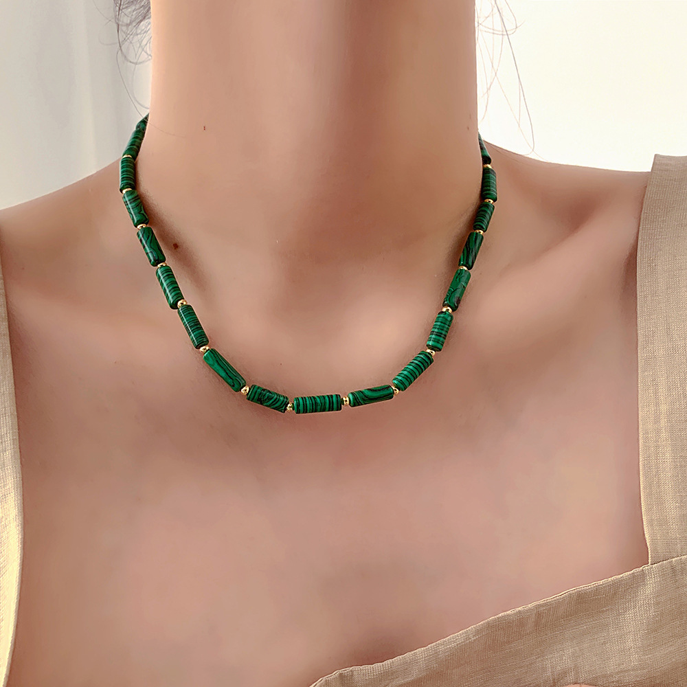 Retro Geometric natural stone Necklace 1 Piece