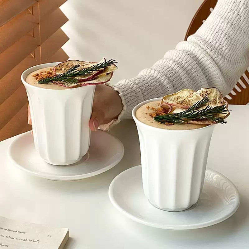 日式纯白陶瓷咖啡杯ins网红随手杯手握杯拉花拿铁杯早餐杯牛奶杯|undefined