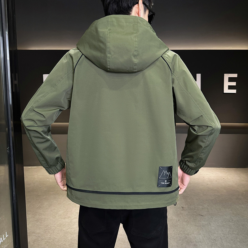 秋季新款男士时尚短款连帽工装夹克外套潮牌百搭衣服|undefined