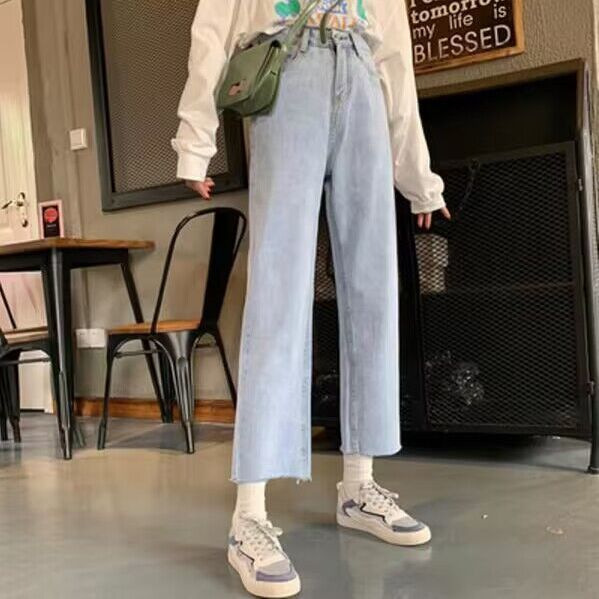 高街vibe复古牛仔裤女夏季新款高腰宽松显瘦垂感小众百搭阔腿裤潮|undefined