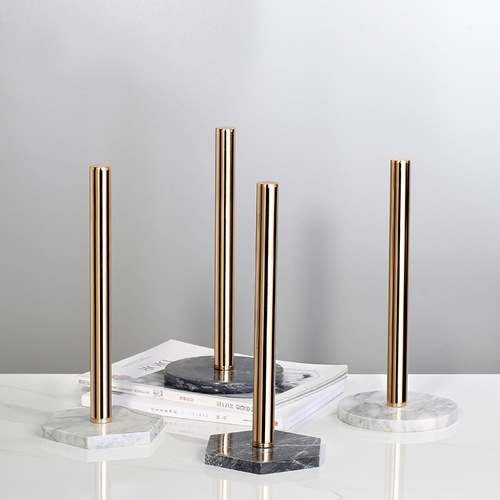 Nordic retro style natural marble gold-plated kitchen paper towel holder roll paper holder desktop accessories storage rack