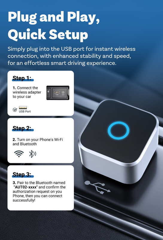 Cross-Border New Product Metal Mirror Carplay Adapter Carplayandroip Auto Two-In-One Adapter