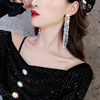 Silver needle, long earrings with bow with tassels, silver 925 sample, internet celebrity