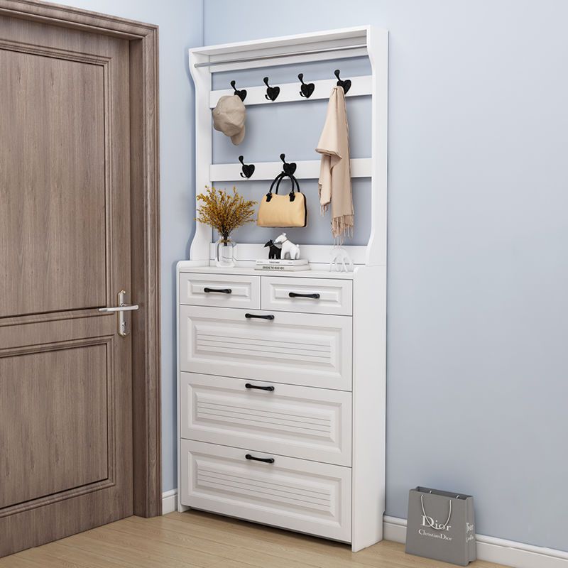 New Nordic Tipping Bucket Shoe Cabinet for Home Entrance, Ultra-Narrow and Tall with Drawer, Coat Rack, Door Side Storage Cabinet, Dual-Purpose