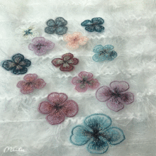 刺綉密四瓣花 四葉草玻璃紗花片 森系發箍頭飾DIY材料 飾品配件