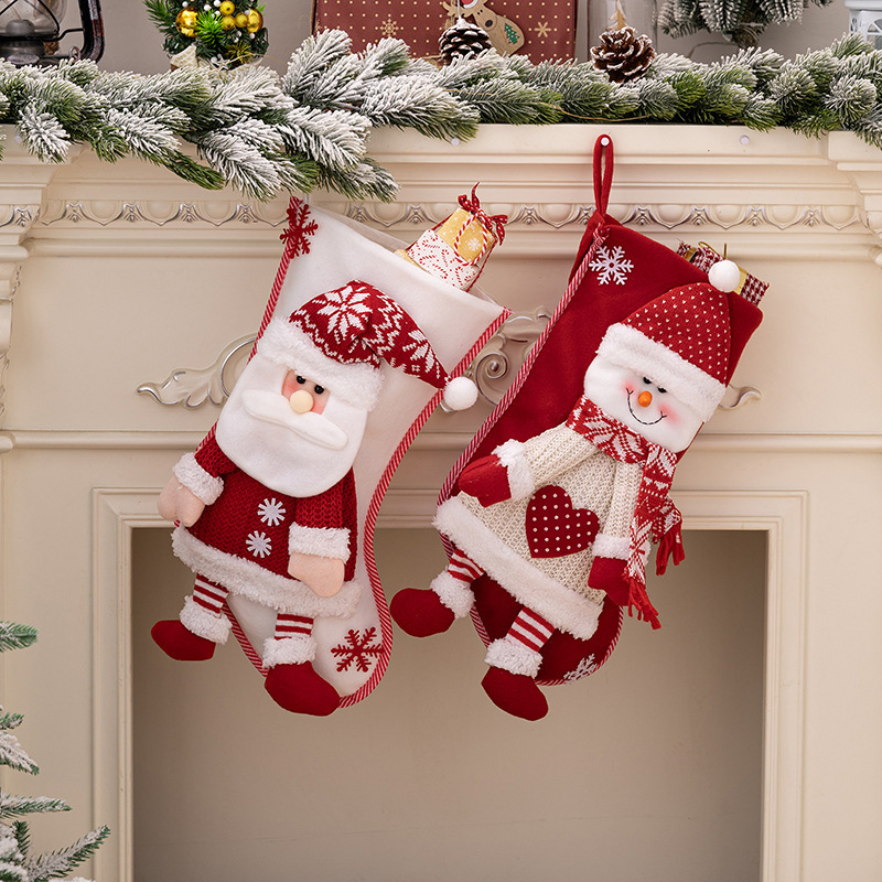 豪貝クロスボーダー新型クリスマス装飾用品北欧高級クリスマス靴下老人プレゼント袋雪だるまプレゼント袋|undefined