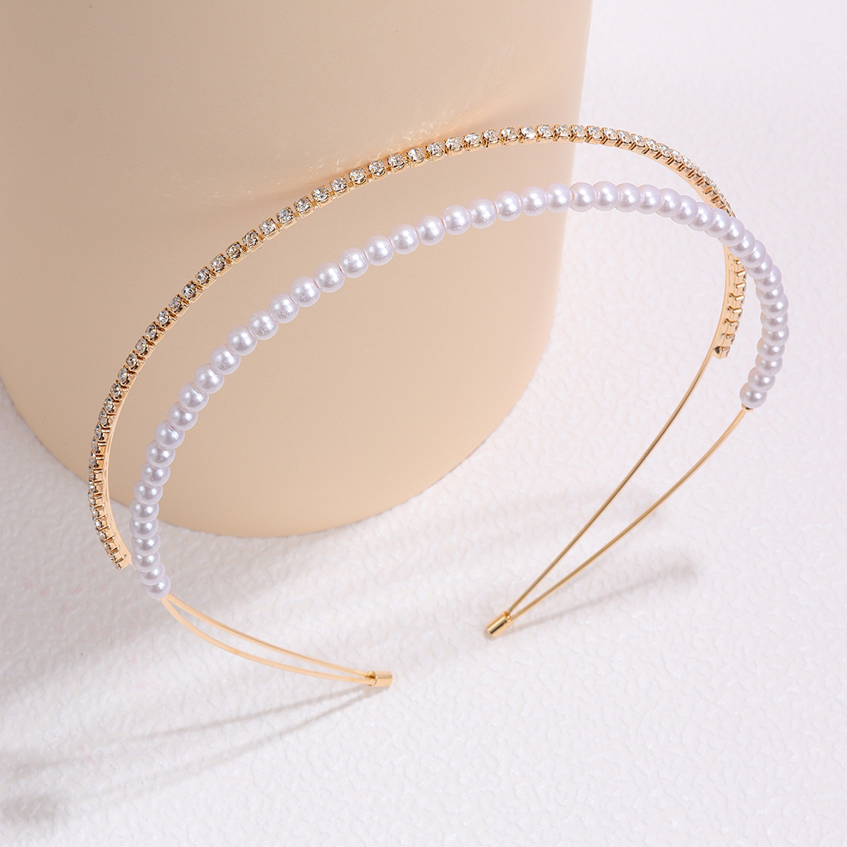 Nuevos productos de cabello para la dama super-Xian correa de cabello temperamento simple correa de cabello de diamante de doble perla dulce correa de cabello