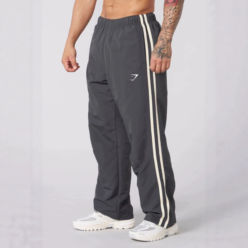 Cross-Border New Men's Fitness Sports Casual Long Pants Straight-Leg Striped Training Cycling Shark Pants Gymshark
