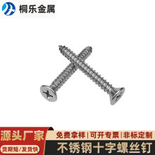 304不锈钢十字槽全螺纹沉头8.8级十字自攻螺丝钉自攻螺钉带孔螺栓