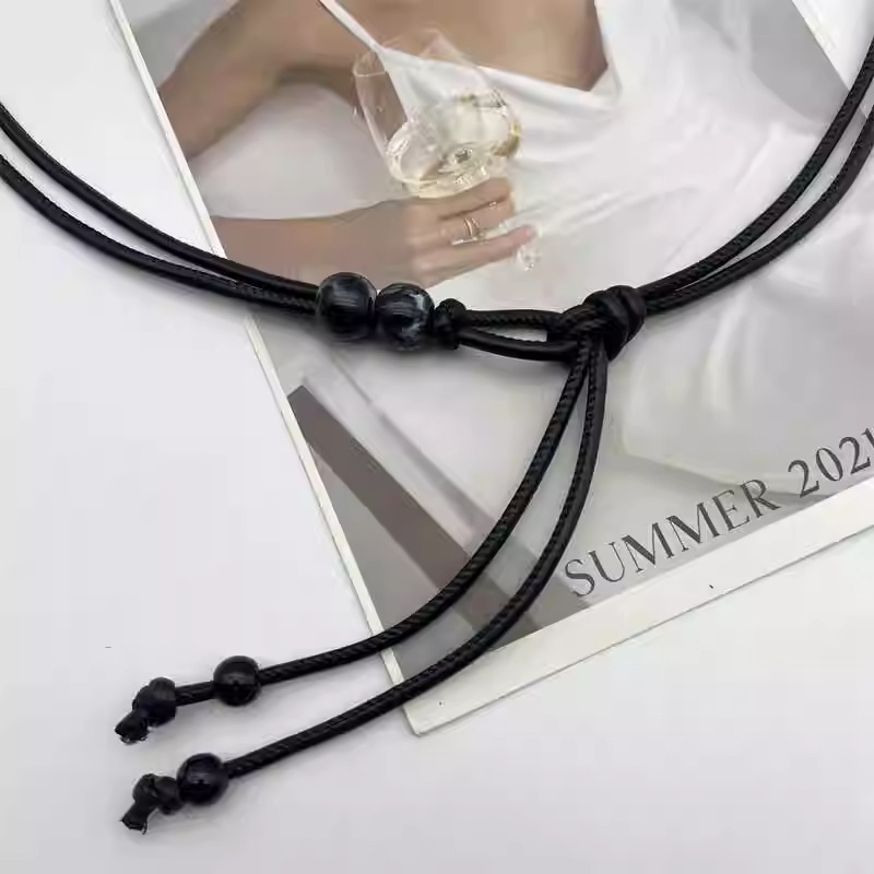 腰带女配裙子2025新款夏季细皮绳装饰连衣裙黑色绳子加长腰链配饰|undefined