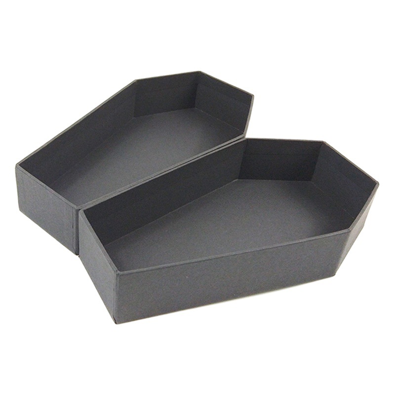 Venta al por mayor pequeño gótico mini papel negro cartón estilo ataúd maquillaje manicura zapatos accesorios embalaje de ropa caja de regalo