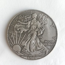 直径38mm美国1900做旧白铜银币外国银元收藏古玩钱币可吹响