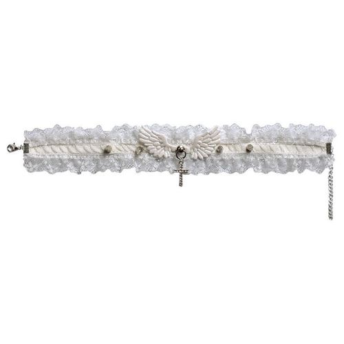 Lolita Cyberpunk Gothic Retro Lace Rivet Choker Angel Wings Necklace Clavicle Accessory