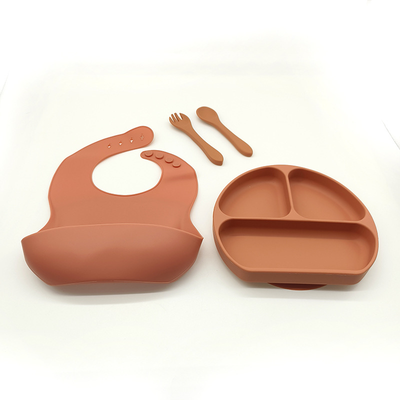 Complemento alimenticio transfronterizo para niños, plato de silicona, plato de suplemento alimenticio para bebés, plato de comida sonriente de seis piezas, vajilla para alimentación maternoinfantil al por mayor