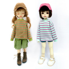 bjd 6 点ベビー服長袖 Tシャツ 1/6 人形服ストライプトップ yosd 30 センチメートル多用途スウェットシャツ