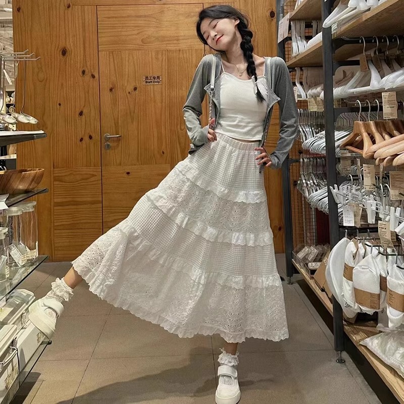 White Skirt for Women, Spring 2025 New Style, High-Waisted, Mid-Length, Elegant and Gentle Style, Petite Puffy Skirt White Skirt for Women, Spring 2025 New Style, High-Waisted, Mid-Length, Elegant and Gentle Style, Petite Puffy Skirt