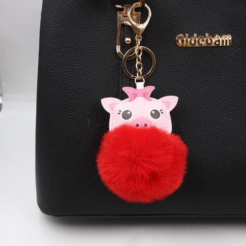 Cross-border cute pig hair ball keychain European and American Amazon pig plush bag accessories pendant gift