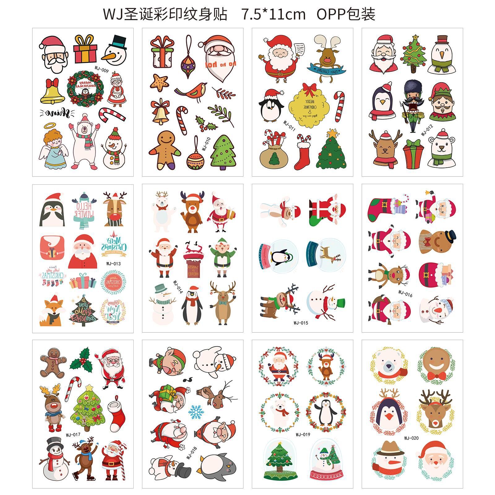 Tatuajes Temporales Faciales de Navidad de Papel de Transferencia de Agua Impermeables para Fiesta