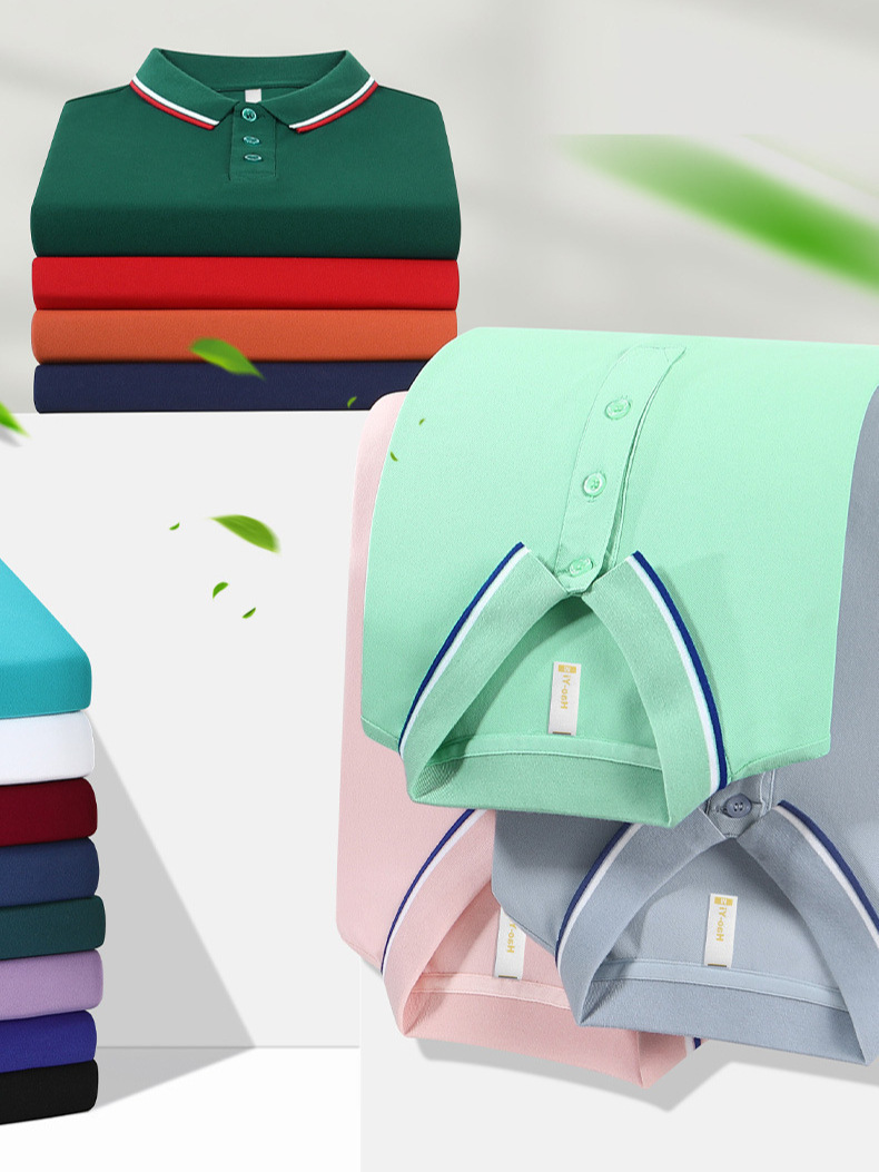 Hielo de oxígeno algodón Asia-Europa código transfronterizo empresa publicidad camisa de trabajo solapa de manga corta polo ropa de trabajo personalizada logotipo impreso