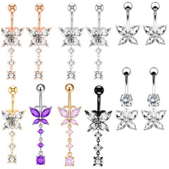 Amazon eBay new navel ring novel butterfly navel ring AAA zirconia navel stud piercing jewelry